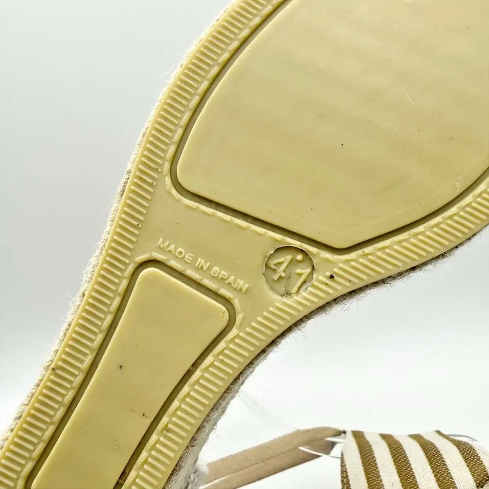 Eric Michael Womens Sara Espadrille Wedge Sandals EU 41 US 10.5 Taupe Canvas GUC
